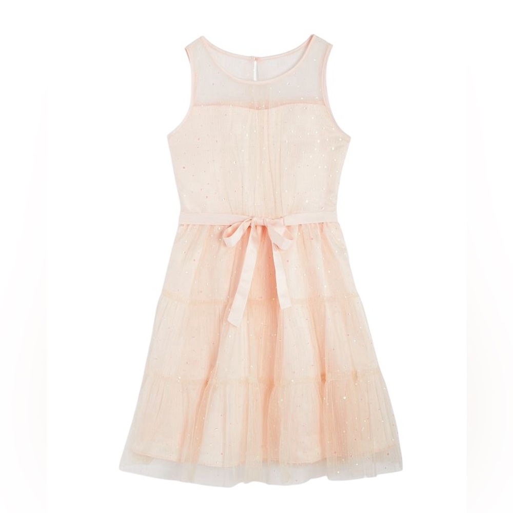 Girls Blush Mesh Illusion Dress, size 10